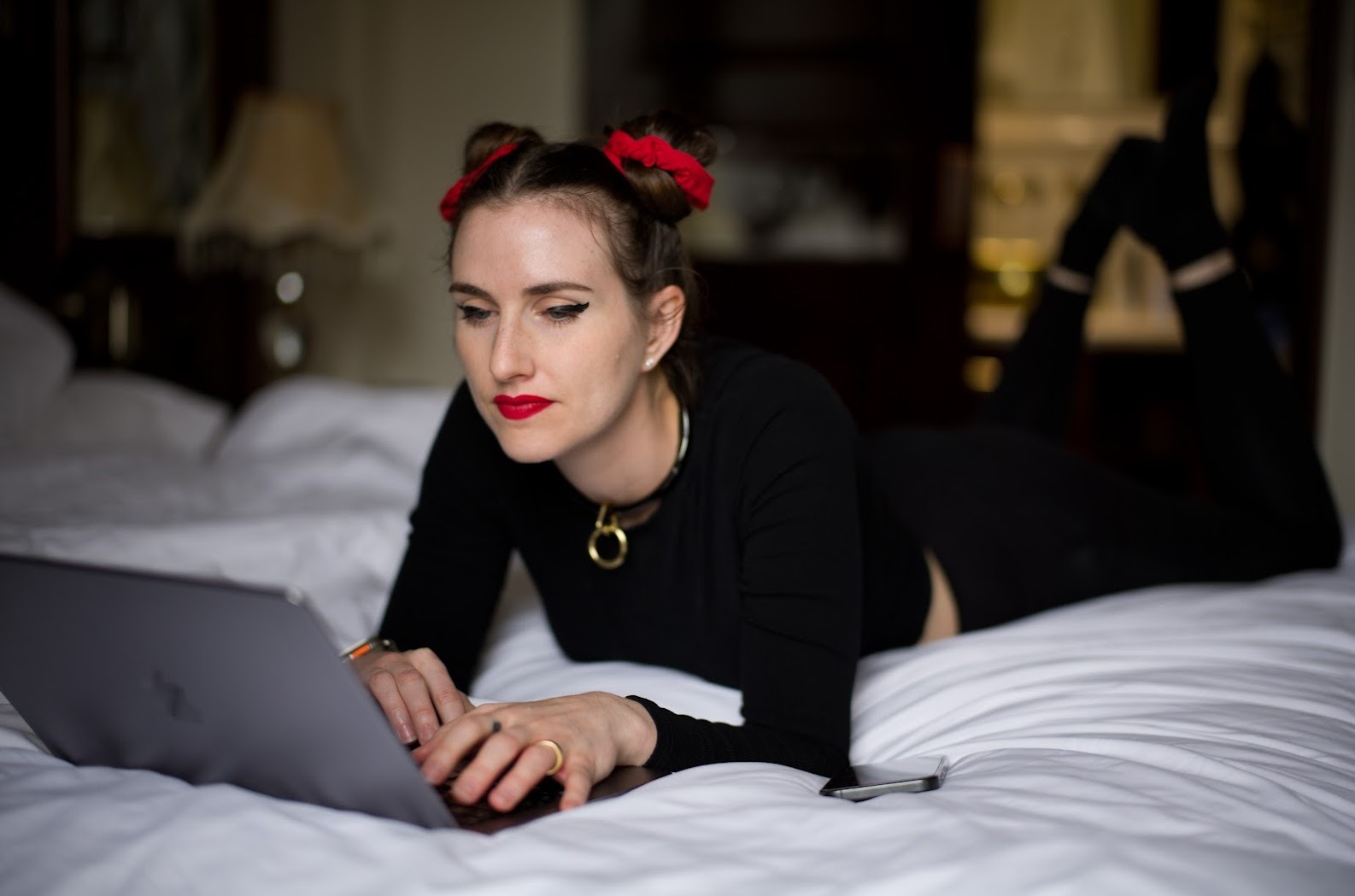 Marian DeLaCroix intimate writing portrait - Author creating