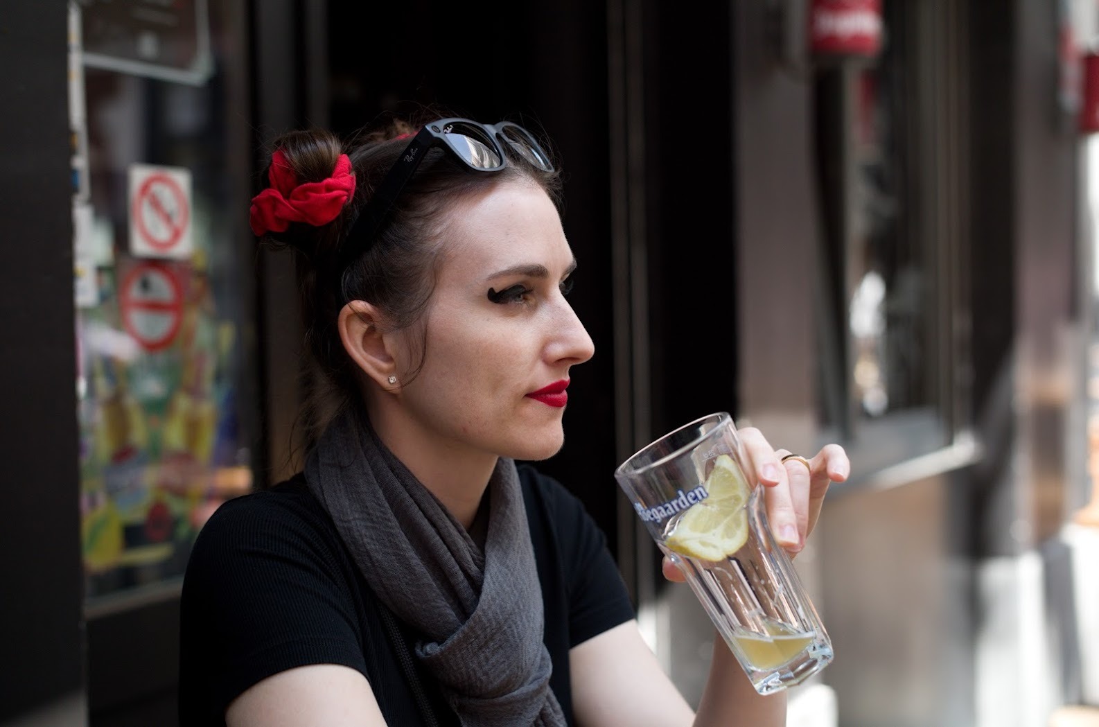 Marian DeLaCroix street portrait with beer - Authentic lifestyle